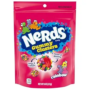 NERDS Gummy Clusters, Candy, Rainbow, Crunchy and Gummy, Back To School Sweet Treat, 8 oz