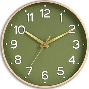 Wall Clock 12 Inch Silent Green Wall Clocks Battery Operated