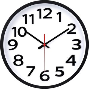Wall Clock 12 Inch Silent Non-Ticking Big Numbers Easy to Read