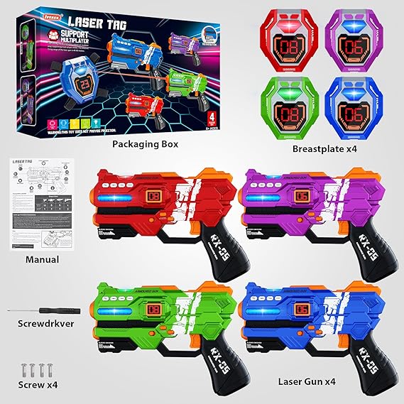 Laser Tag Guns Set of 4 Laser Tag Guns with Digital LED Score Display Vests - Image 4